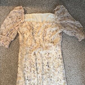 Floral Lace Dress with Puff Sleeves